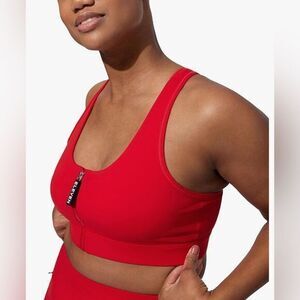 NWT EleVen Venus Williams Red Racer Sports Bra Front Zip Tennis Golf - Size M